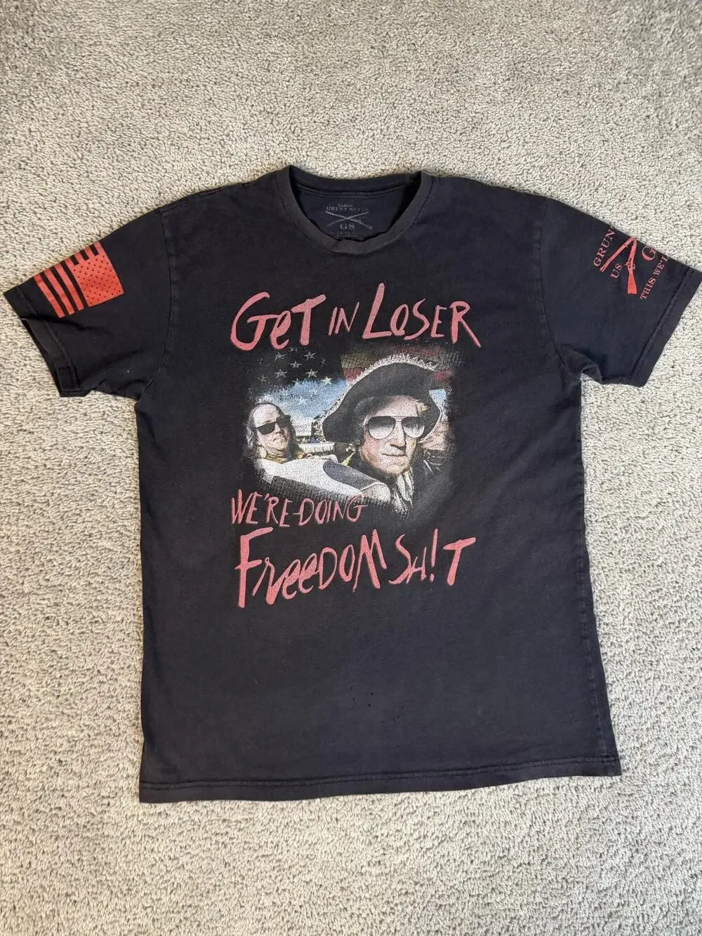 Grunt Style Shirt Mens L Black Get In Loser Freedom Graphic Crew Neck Cotton
